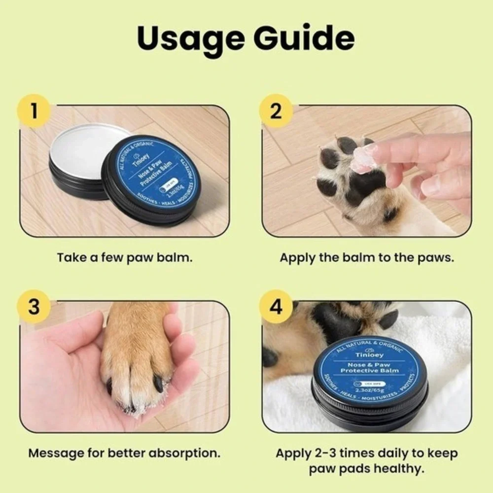 4 PACK Dog Paw Balm Dogs Lick Safe (2.3oz*4) | 100%‎ Natural & Organic Cat Dog